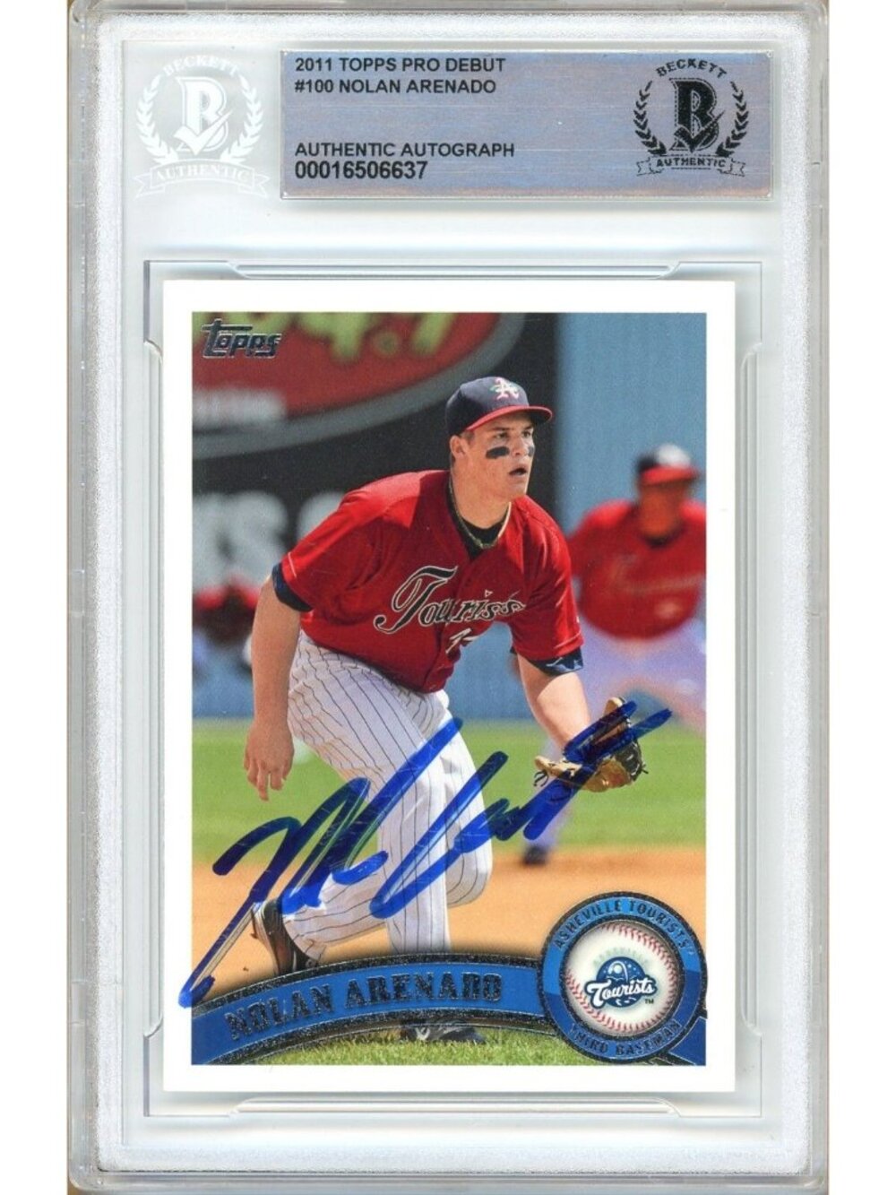 Nolan Arenado Signed 2011 Topps Pro Debut #11 Asheville Tourists BAS Slab Auto